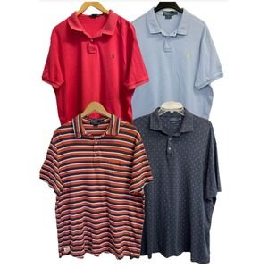 Lot of 4 Polo Ralph Lauren Polo Shirts Mens XXL Short Sleeve Blue Red Pony Logo